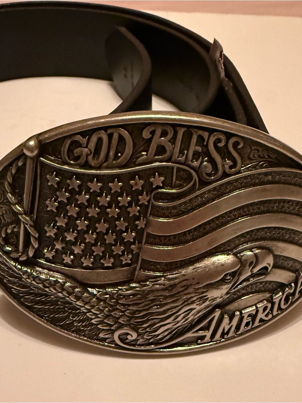 Carhartt God Bless America Eagle Flag Leather Belt - size 34